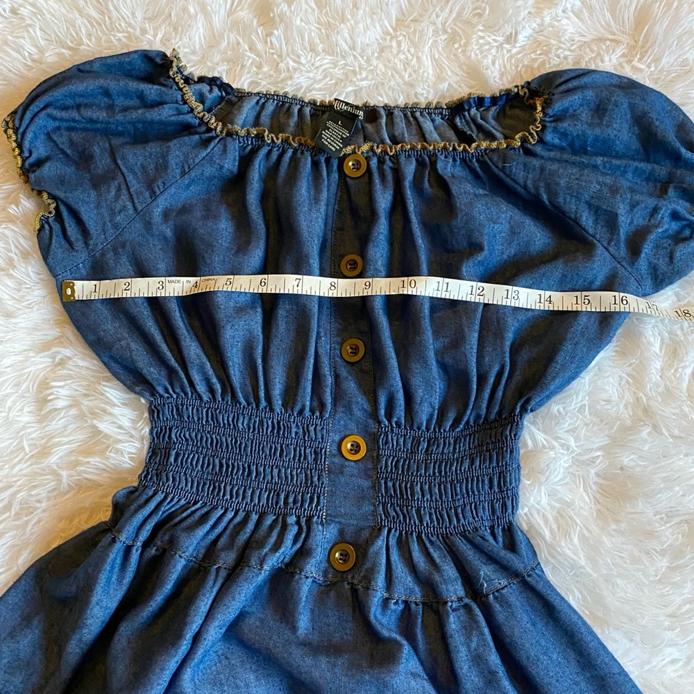 Millenium Blue Ruffle Dress size L - Picture 5 of 7